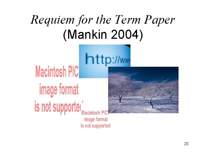 Requiem for the Term Paper (Mankin 2004) 20 