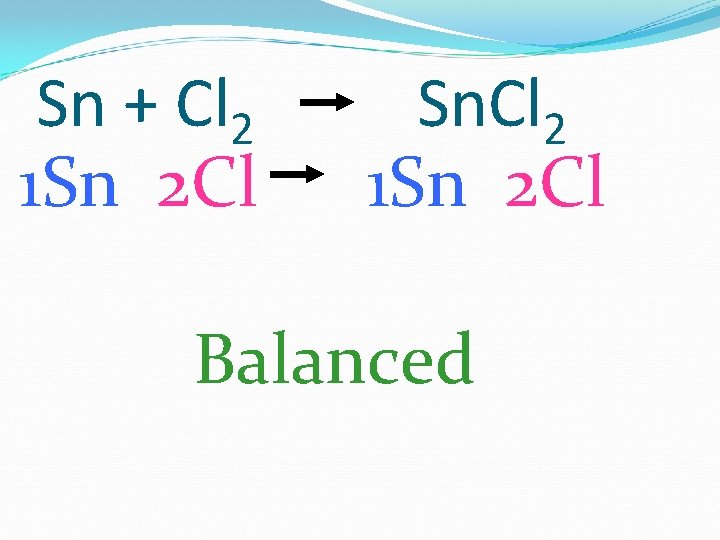 Sn + Cl 2 1 Sn 2 Cl Sn. Cl 2 1 Sn 2