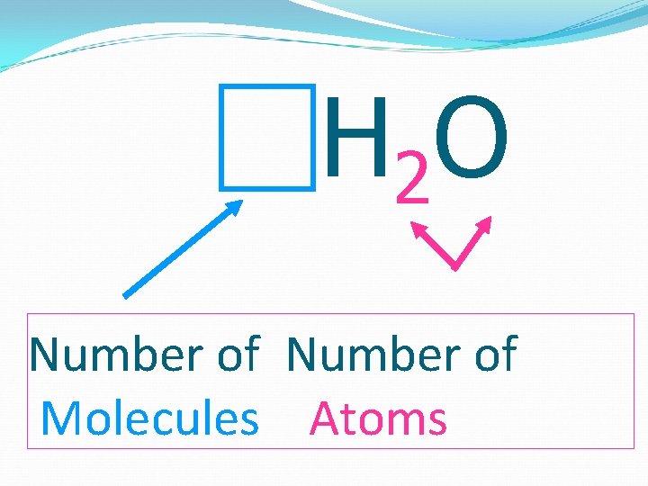 H 2 O Number of Molecules Atoms 