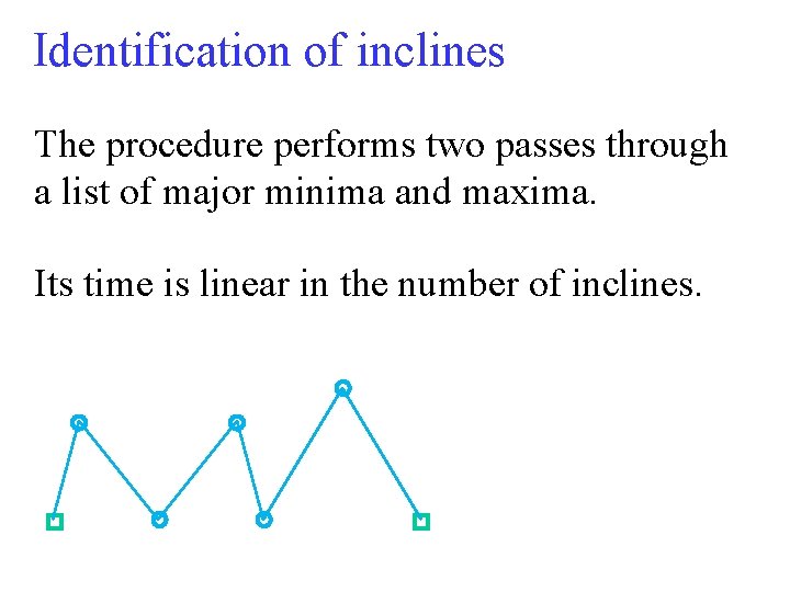 Identification of inclines The procedure performs two passes through a list of major minima