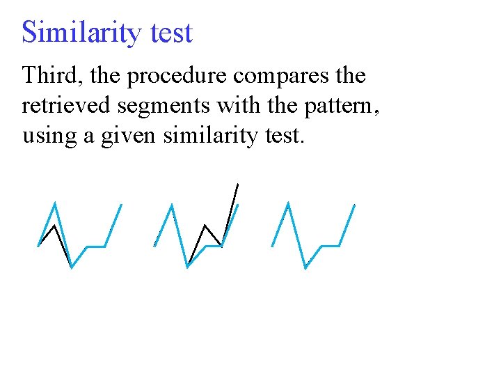 Similarity test Third, the procedure compares the retrieved segments with the pattern. , using