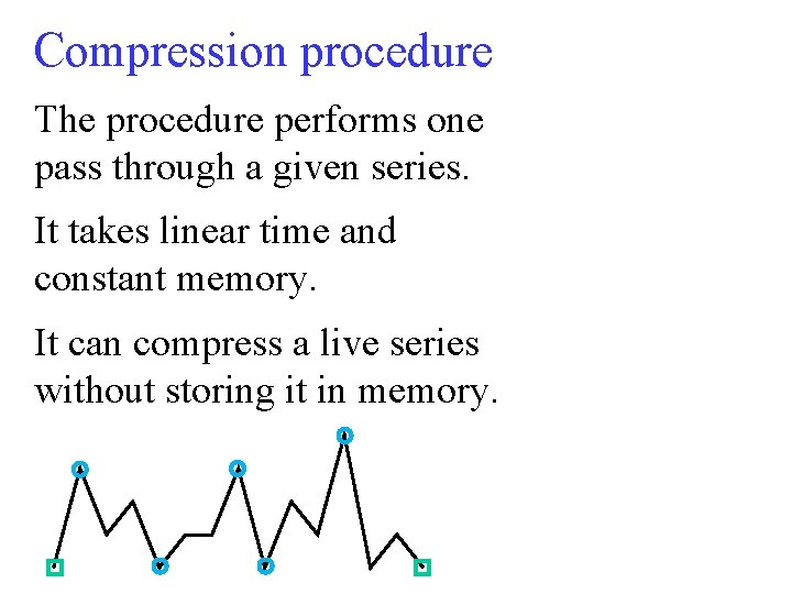 Compression procedure The procedure performs one pass through a given series. It takes linear