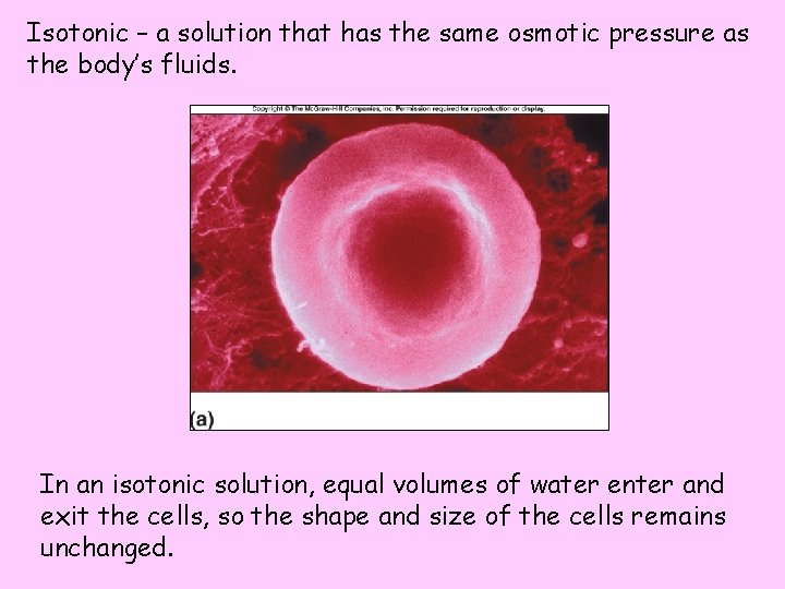 Isotonic – a solution that has the same osmotic pressure as the body’s fluids.