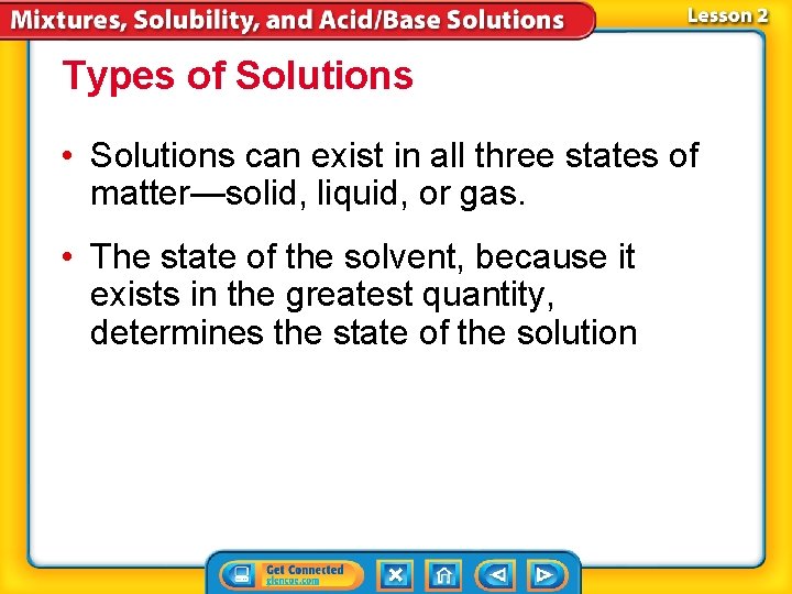 Types of Solutions • Solutions can exist in all three states of matter—solid, liquid,