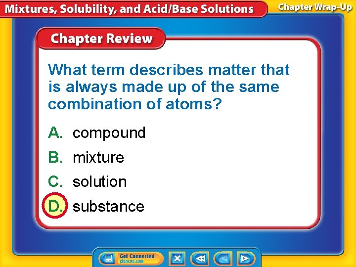 What term describes matter that is always made up of the same combination of