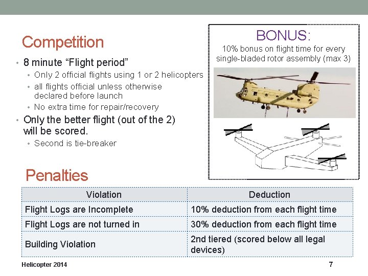 BONUS: Competition • 8 minute “Flight period” • Only 2 official flights using 1