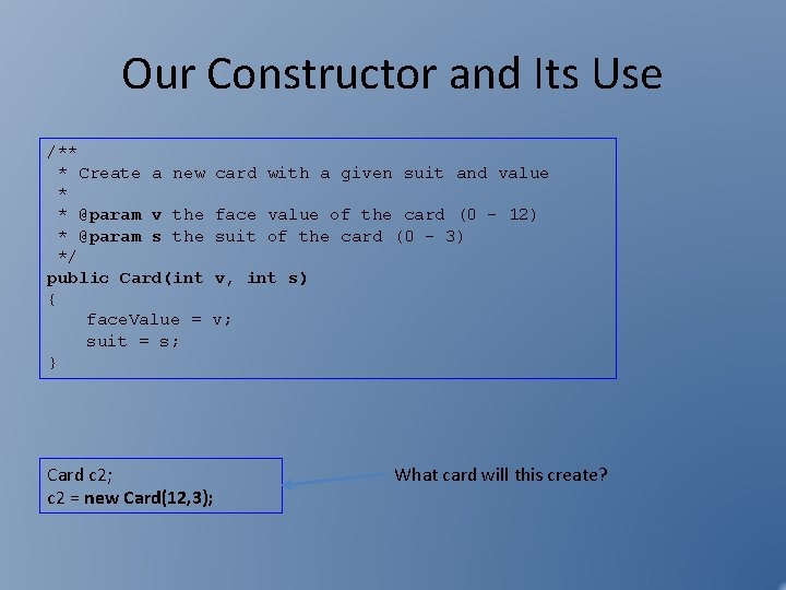 Our Constructor and Its Use /** * Create a new * * @param v Our Constructor and Its Use /** * Create a new * * @param v