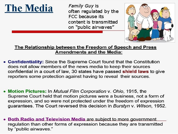 The Media Family Guy is often regulated by the FCC because its content is