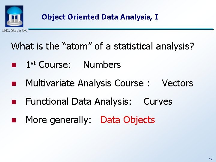 Object Oriented Data Analysis, I UNC, Stat & OR What is the “atom” of