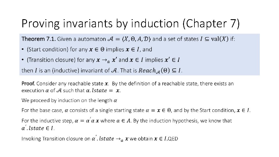 Proving invariants by induction (Chapter 7) • 