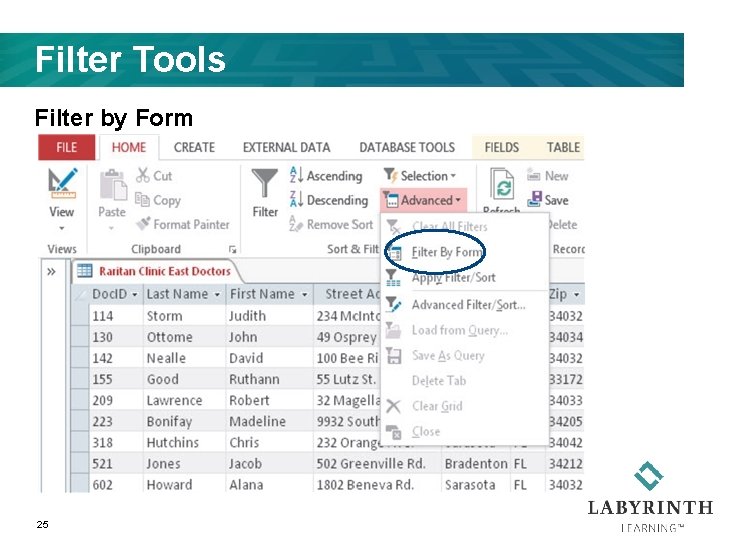 Filter Tools Filter by Form 25 