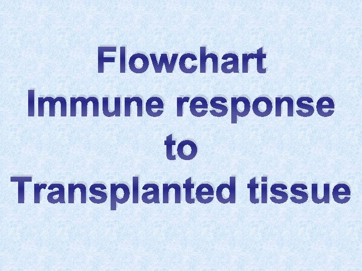 Flowchart Immune response to Transplanted tissue 