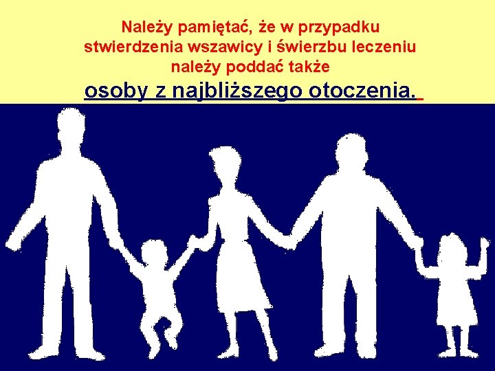 Należy pamiętać, że w przypadku stwierdzenia wszawicy i świerzbu leczeniu należy poddać także osoby