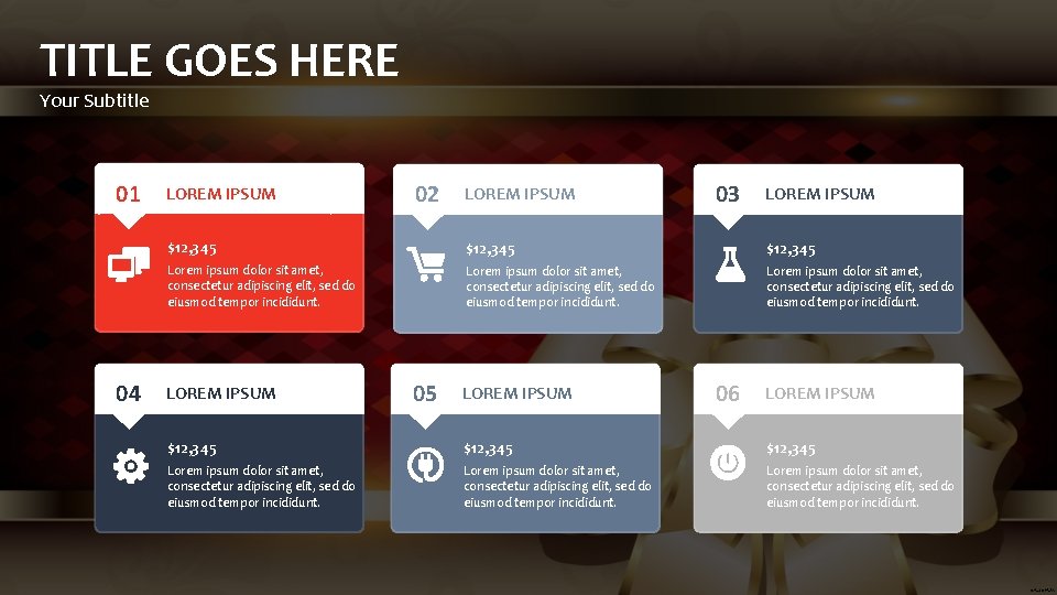 TITLE GOES HERE Your Subtitle 01 04 LOREM IPSUM 02 LOREM IPSUM 03 LOREM