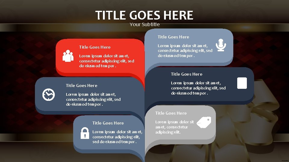 TITLE GOES HERE Your Subtitle Title Goes Here Lorem ipsum dolor sit amet, consectetur