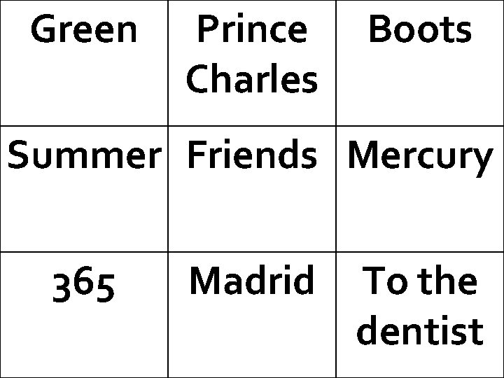 Green Prince Charles Boots Summer Friends Mercury 365 Madrid To the dentist 