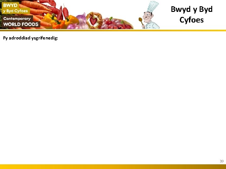 Bwyd y Byd Cyfoes Fy adroddiad ysgrifenedig: 39 