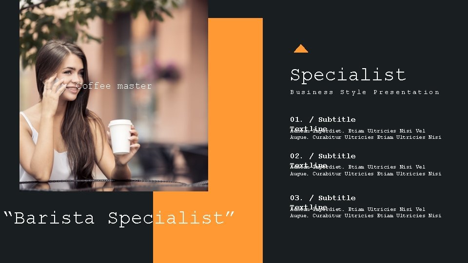 Coffee master Specialist Business Style Presentation 01. / Subtitle Textline Aenean Imperdiet. Etiam Ultricies