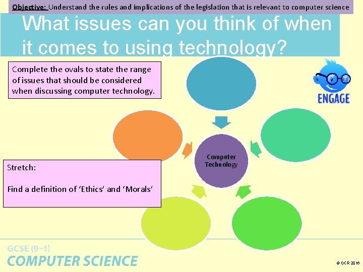 Objective: Understand the rules and implications of the legislation that is relevant to computer