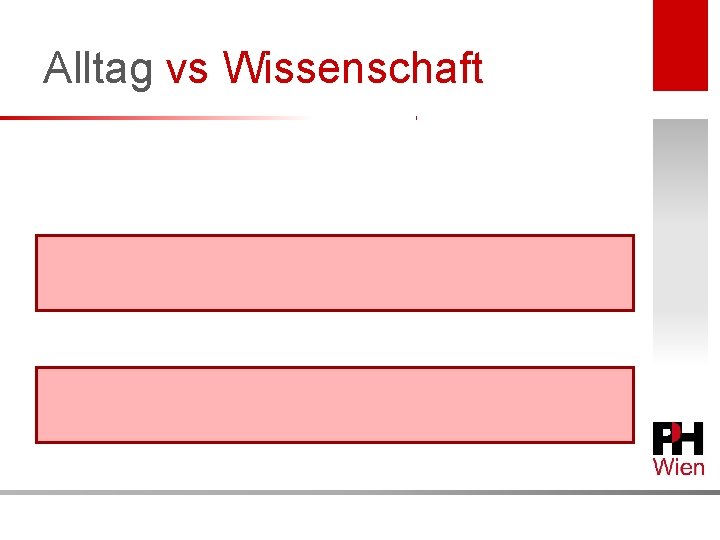 Alltag vs Wissenschaft 