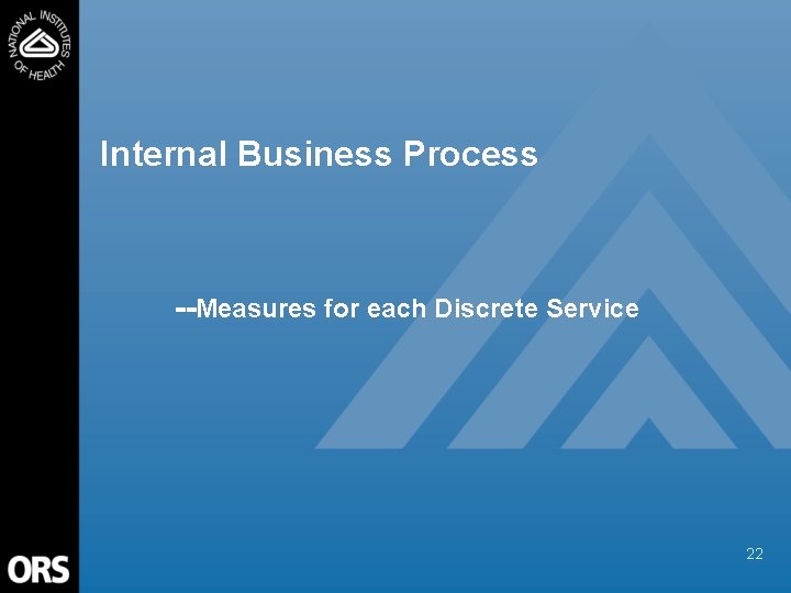 Internal Business Process --Measures for each Discrete Service 22 