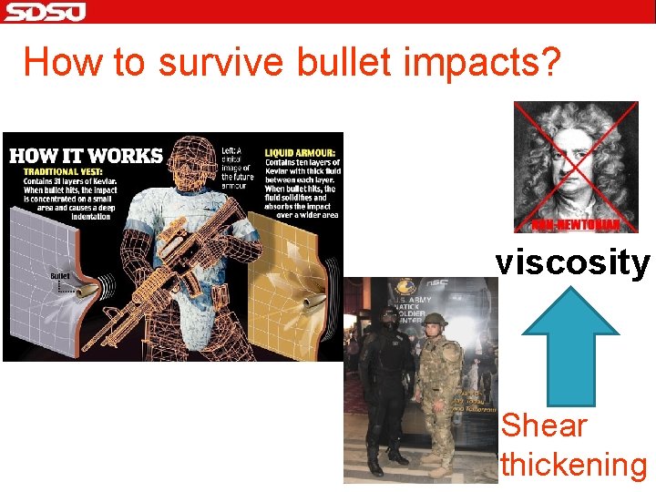 How to survive bullet impacts? viscosity Shear thickening 