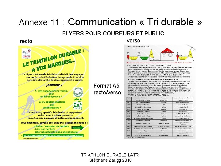 Annexe 11 : Communication « Tri durable » recto FLYERS POUR COUREURS ET PUBLIC