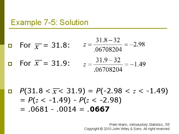 Example 7 -5: Solution p For = 31. 8: p For = 31. 9: