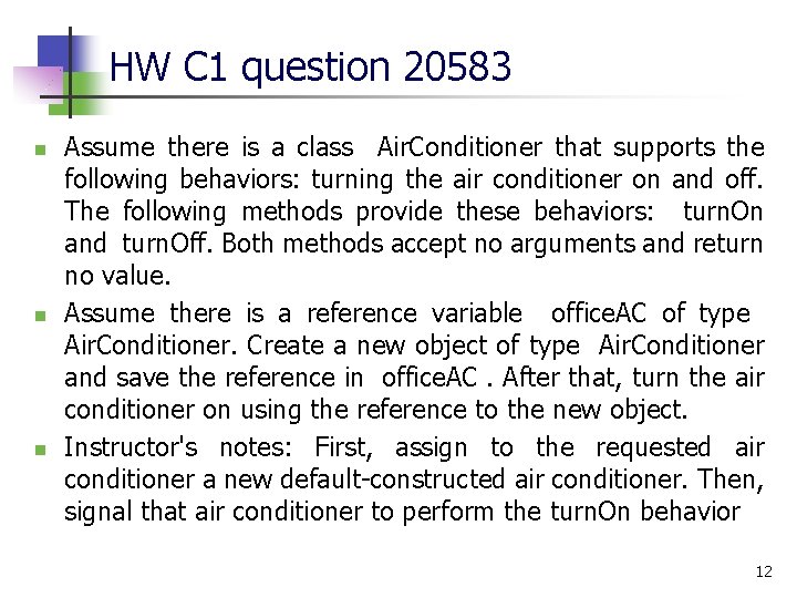 HW C 1 question 20583 n n n Assume there is a class Air.