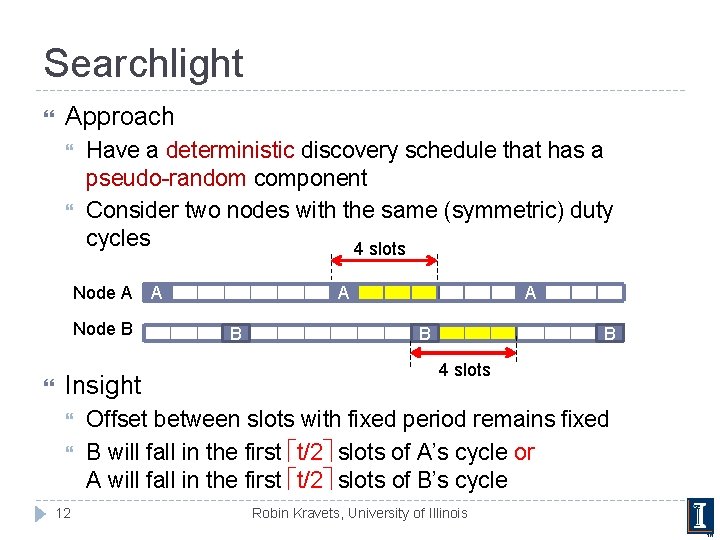 Searchlight Approach Have a deterministic discovery schedule that has a pseudo-random component Consider two