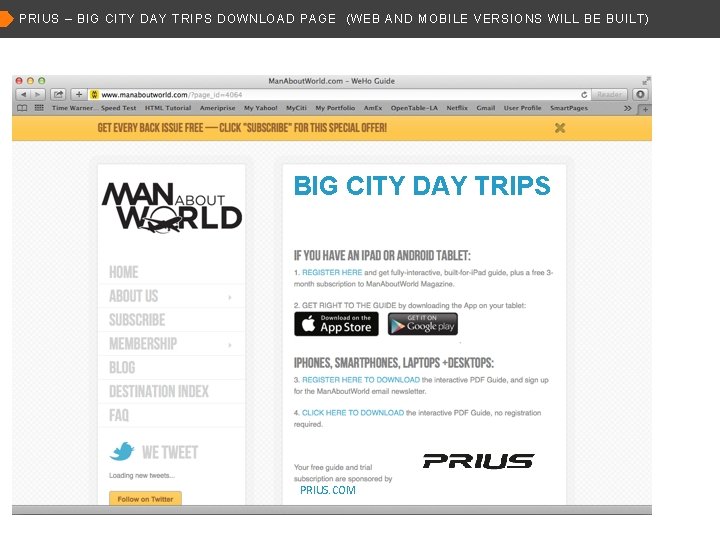PRIUS – BIG CITY DAY TRIPS DOWNLOAD PAGE (WEB AND MOBILE VERSIONS WILL BE