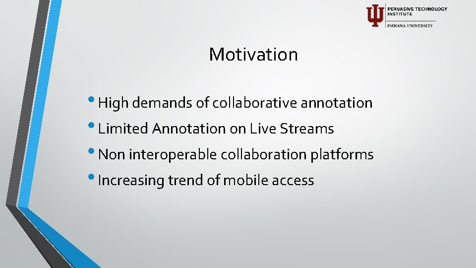 Motivation • High demands of collaborative annotation • Limited Annotation on Live Streams •
