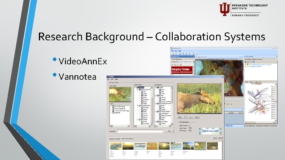 Research Background – Collaboration Systems • Video. Ann. Ex • Vannotea 