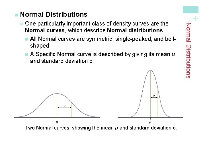 One particularly important class of density curves are the Normal curves, which describe Normal