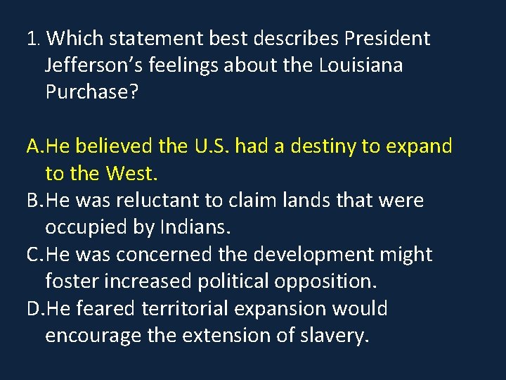 Benchmark 2 Civil War and Reconstruction 1 Which