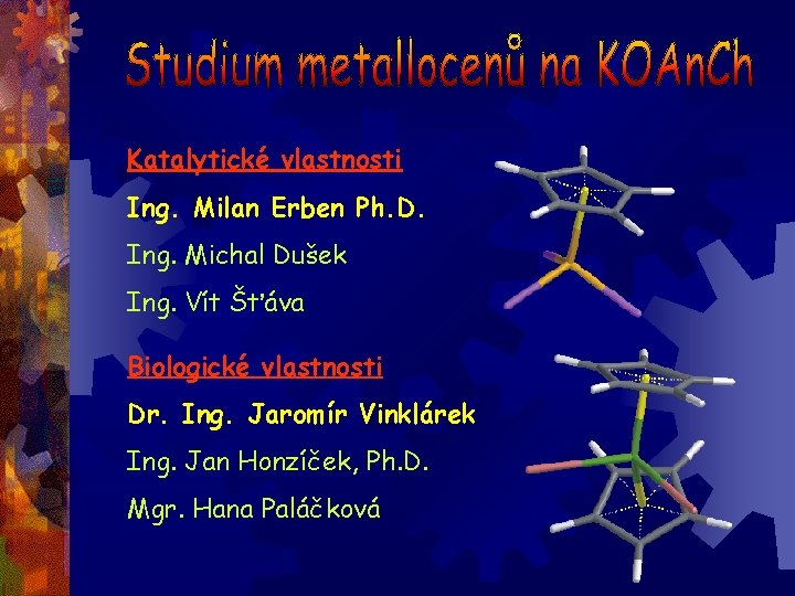 Katalytické vlastnosti Ing. Milan Erben Ph. D. Ing. Michal Dušek Ing. Vít Šťáva Biologické