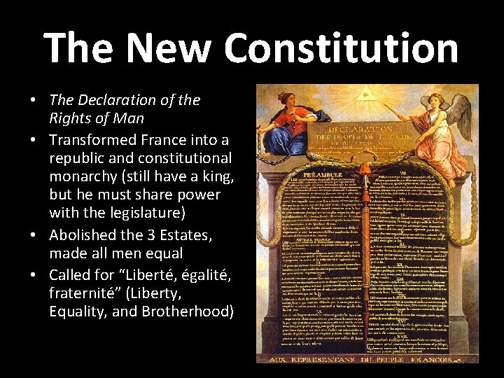 The New Constitution • The Declaration of the Rights of Man • Transformed France