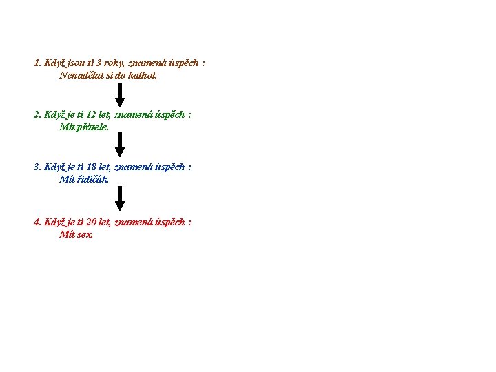 1. Když jsou ti 3 roky, znamená úspěch : Nenadělat si do kalhot. 2.