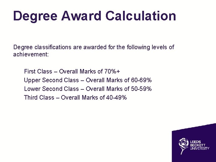 LEEDS BECKETT UNIVERSITY NEW STUDENTS PROGRESSION AND AWARD