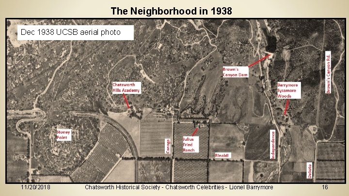 The Neighborhood in 1938 Dec 1938 UCSB aerial photo 11/20/2018 Chatsworth Historical Society -