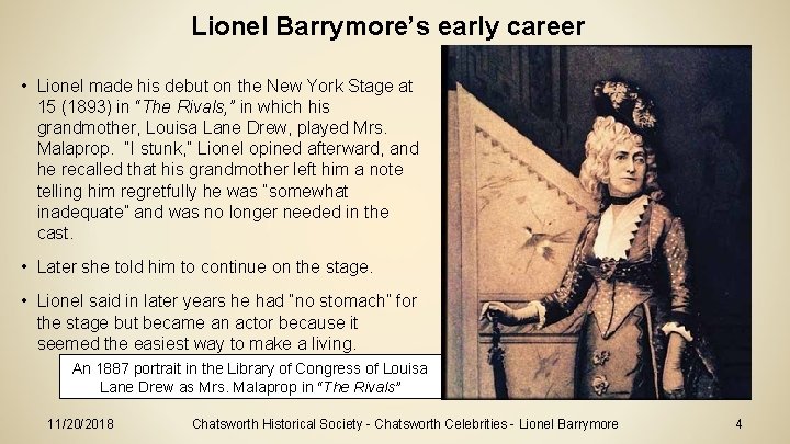 Lionel Barrymore’s early career • Lionel made his debut on the New York Stage