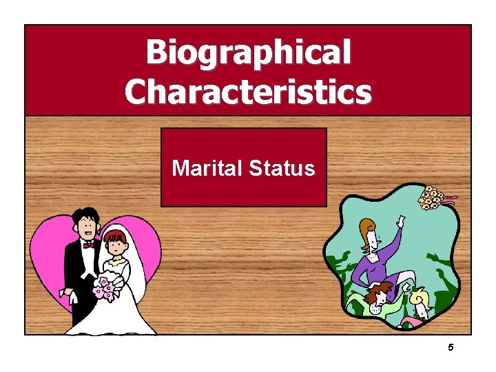 Biographical Characteristics Marital Status 5 