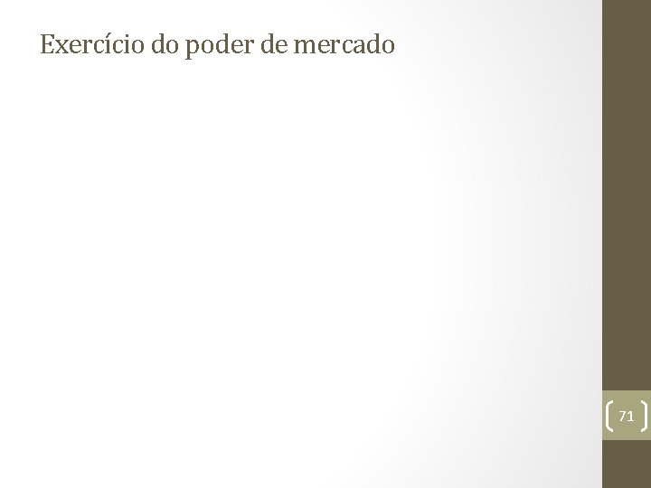 Exercício do poder de mercado 71 