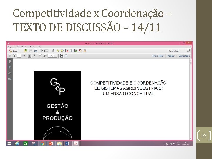 Competitividade x Coordenação – TEXTO DE DISCUSSÃO – 14/11 93 