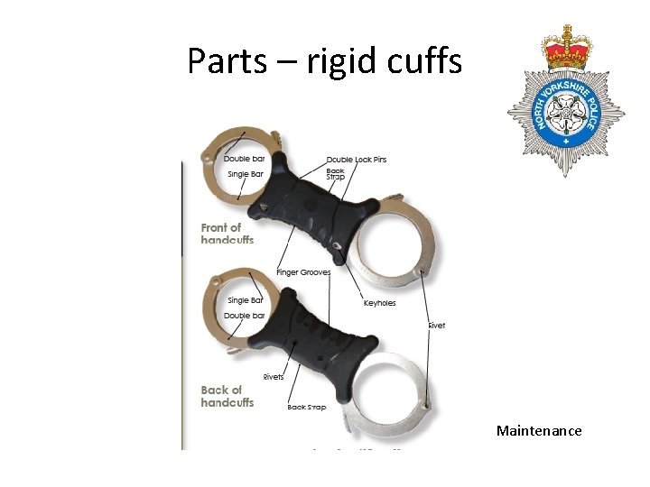 Parts – rigid cuffs Maintenance 