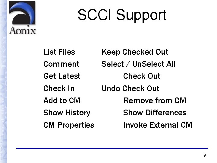 SCCI Support List Files Keep Checked Out Comment Select / Un. Select All Get