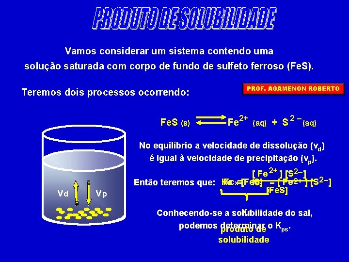 Vamos considerar um sistema contendo uma solução saturada com corpo de fundo de sulfeto