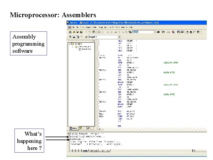 Microprocessor: Assemblers Assembly programming software What’s happening here ? Microprocessor: Assemblers Assembly programming software What’s happening here ?