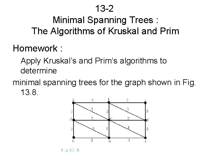 13 -2 Minimal Spanning Trees : The Algorithms of Kruskal and Prim Homework :