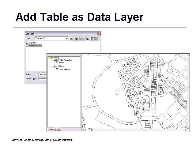 Add Table as Data Layer Copyright – Kristen S. Kurland, Carnegie Mellon University GIS